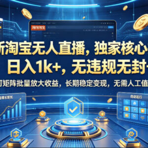 2024淘宝无人直播核心玩法 低门槛可矩阵运营长期稳定实操教程-雨叶虚拟资源网