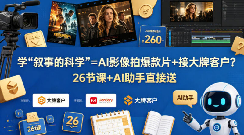 《叙事的科学》影像创作教程 26节课配AI助手助你拍爆款接商单