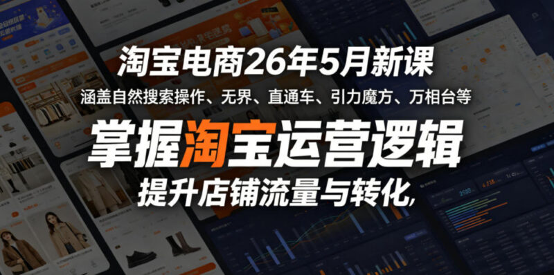 2026年5月淘宝运营新课 涵盖搜索直通车万相台等实操技巧