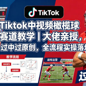 TikTok中视频橄榄球赛道运营教学 大佬亲授过原创全流程实操-雨叶虚拟资源网