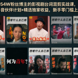 抖音54W粉博主亲授 零基础影视剧台词混剪实操变现课-雨叶虚拟资源网