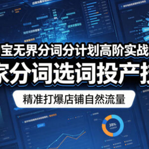 淘宝无界分词计划高阶实战课 精准选词优化打爆店铺自然流量-雨叶虚拟资源网
