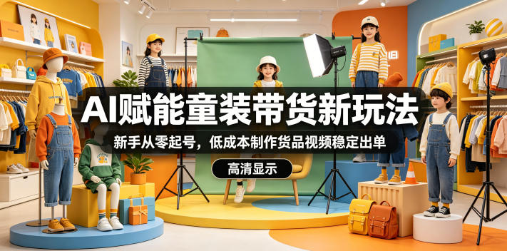 抖音AI童装带货实操指南 新手零基础起号低成本做视频出单