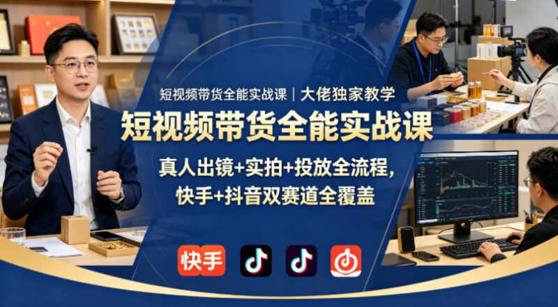 抖音快手双赛道短视频带货实战课 全流程教学零基础可上手