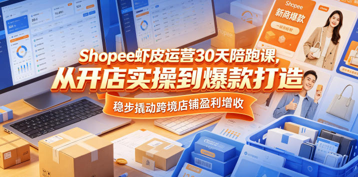 Shopee虾皮30天运营陪跑课 从开店实操到爆款打造助力跨境店增收