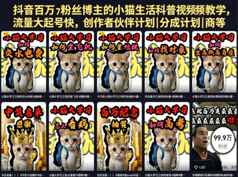 抖音百万粉博主亲授 猫系科普账号零基础起号变现教程
