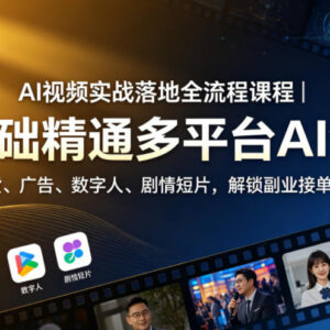 零基础AI视频创作全流程实战课 掌握商用技能解锁副业增收-雨叶虚拟资源网