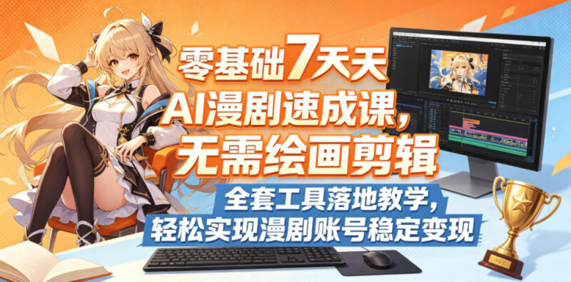 零基础7天AI漫剧速成教程 无需绘画剪辑可落地实现账号变现