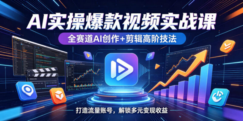 AI短视频创作剪辑实战课 全赛道玩法打造流量账号解锁多元收益