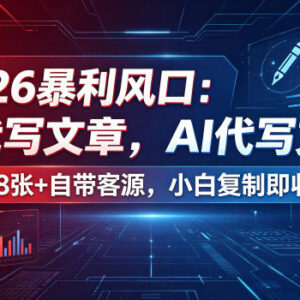 2026年AI代写副业实操攻略 零成本接单小白也能快速上手-雨叶虚拟资源网