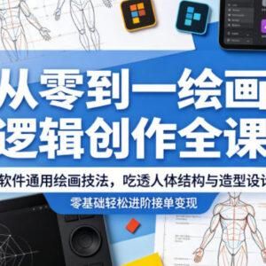 零基础绘画逻辑创作全课 多软件通用技法 吃透人体结构可接单变现-雨叶虚拟资源网