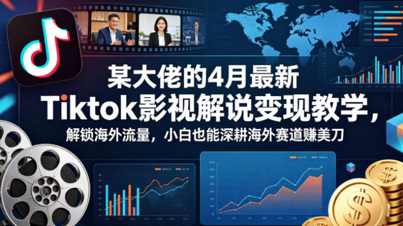 4月最新TikTok影视解说变现教程 小白零基础做海外赛道赚美刀