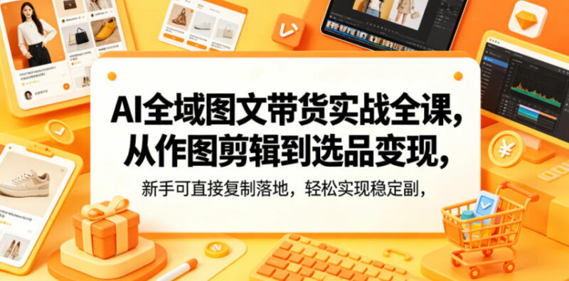 AI全域图文带货实战全课 零基础可复制落地实现副业稳定增收
