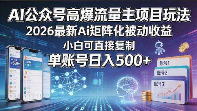 2026AI公众号流量主矩阵玩法 零基础可复制的被动收益实操攻略