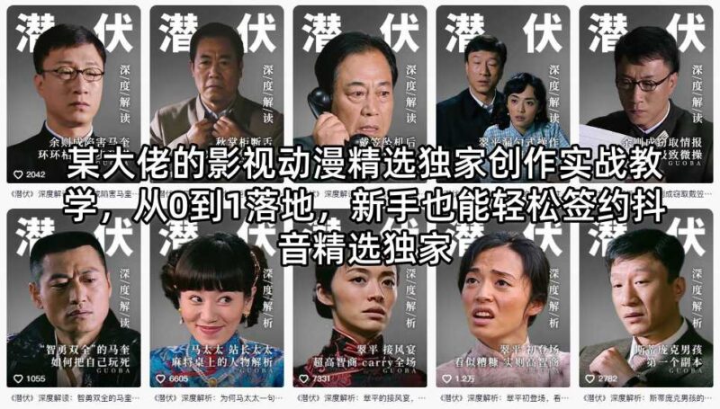 影视动漫解说从零到一实战教学 新手可落地签约抖音精选独家