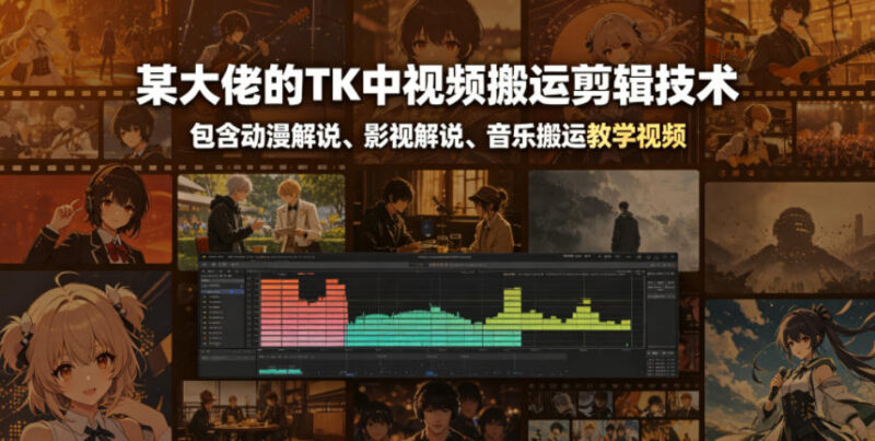 TikTok中视频搬运剪辑实操教程 含动漫影视解说音乐搬运教学