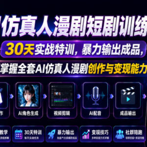 30天AI仿真人漫剧短剧实战训练营 零基础学创作变现全流程-雨叶虚拟资源网