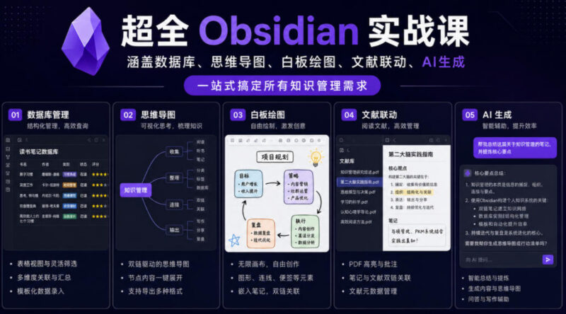 Obsidian零基础全体系实战课 一站式搭建高效个人知识管理系统