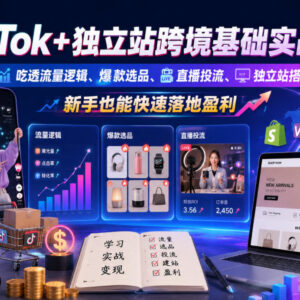 TikTok+独立站跨境实战课 零基础学流量选品投流建站全流程-雨叶虚拟资源网