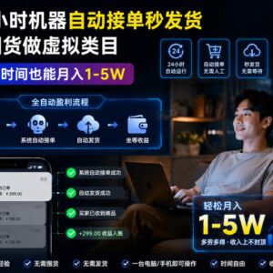 零囤货虚拟类目副业实操方法 24小时自动接单发货无需值守-雨叶虚拟资源网