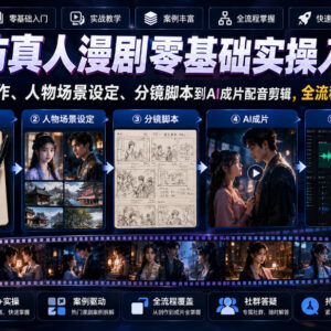AI仿真人漫剧零基础实操入门课 剧本创作到成片全流程教学-雨叶虚拟资源网