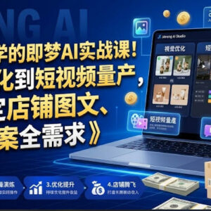 即梦AI电商实战课 覆盖店铺图文视频文案全场景运营需求-雨叶虚拟资源网