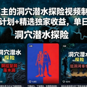抖音洞穴潜水探险视频制作教学 解锁双收益通道实操方法-雨叶虚拟资源网