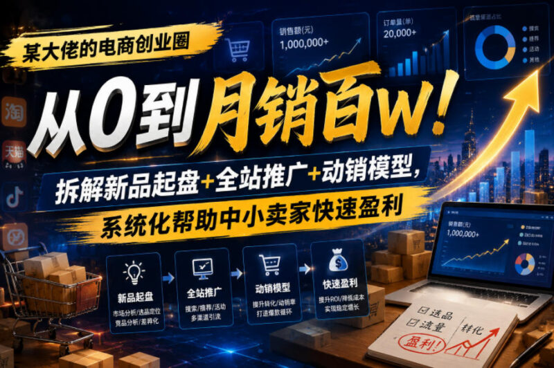 电商创业圈全链路运营实操课 拆解起盘推广助力中小卖家盈利