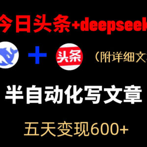 今日头条内容运营新玩法 DeepSeek半自动出文变现实操教程-雨叶虚拟资源网