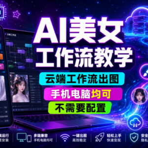 AI美女云端出图工作流教学 零配置多端可用 低门槛助力账号起号-雨叶虚拟资源网