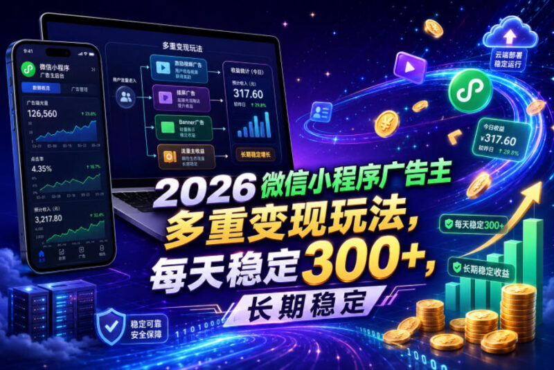 2026微信小程序流量主多重变现玩法 长期稳定收益操作分享