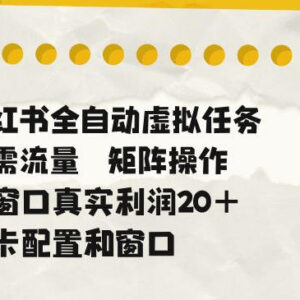 小红书全自动虚拟任务玩法 零成本矩阵操作稳定收益项目揭秘-雨叶虚拟资源网