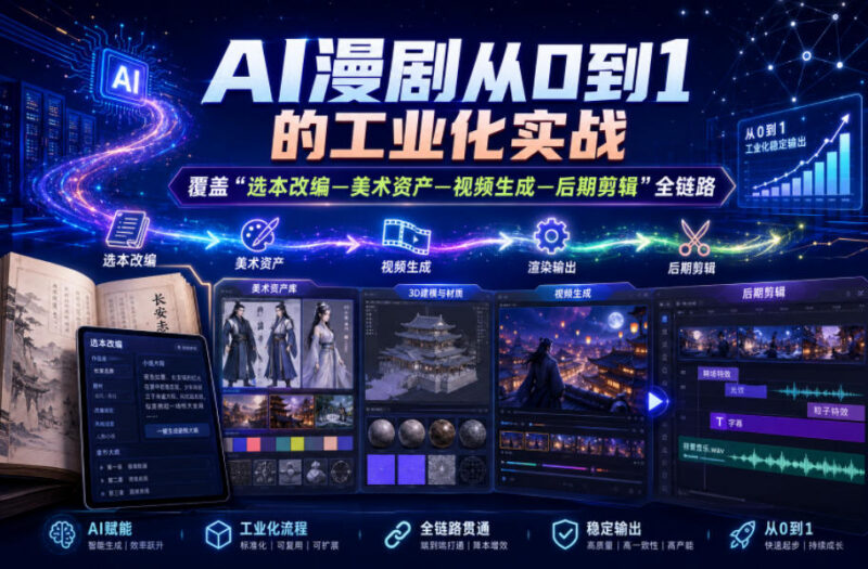 6月更新AI漫剧工业化实战教程 覆盖选本改编到后期剪辑全链路