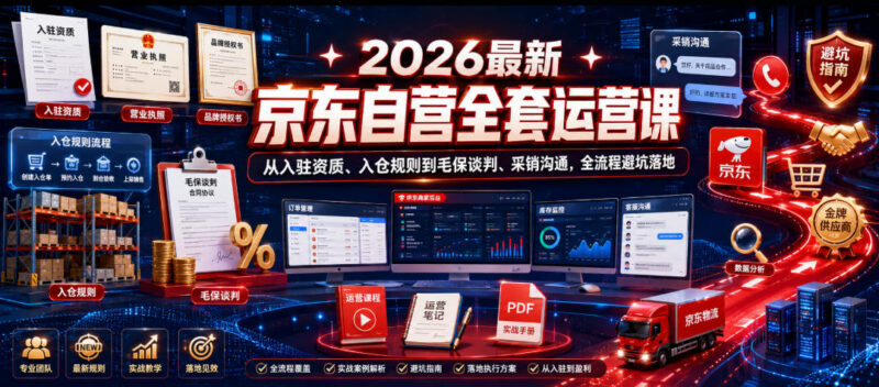 2026最新京东自营全流程运营课 入驻入仓到采销沟通全链路避坑指南