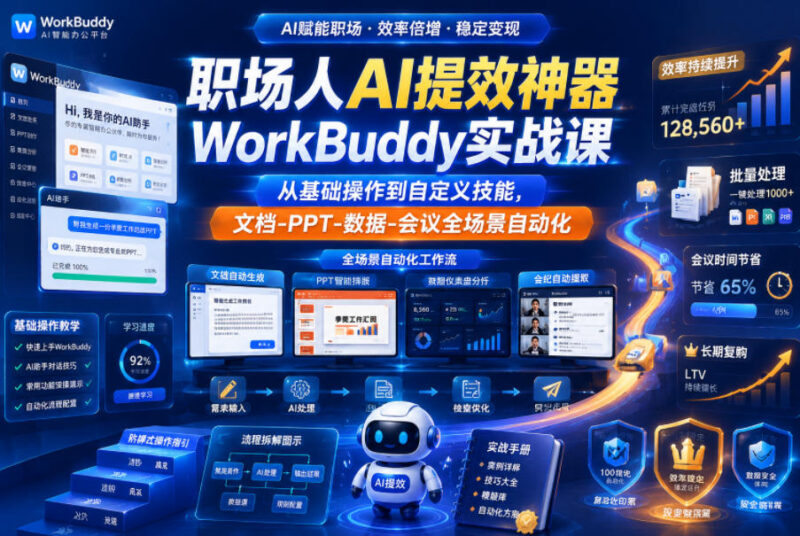 WorkBuddy职场AI提效实战课 零基础掌握全场景办公自动化技能