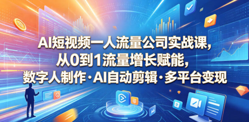 AI短视频一人流量公司实战课 零基础跑通流量增长变现全流程