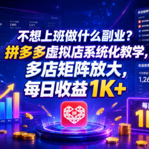不想上班可做什么副业？拼多多虚拟店系统化运营玩法全解析-雨叶虚拟资源网