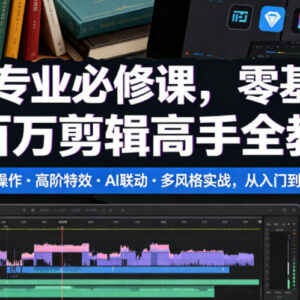 剪映零基础到专业剪辑系统教程 含AI联动多风格实战教学-雨叶虚拟资源网