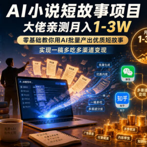 零基础AI短故事项目实操攻略 多渠道变现月入过万玩法详解-雨叶虚拟资源网