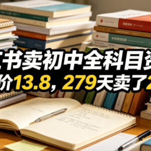小红书虚拟资料变现玩法：卖初中全科目资料279天营收20万-雨叶虚拟资源网