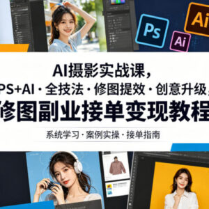 PS+AI摄影修图全技法实战课 提效增创意助力修图副业接单变现-雨叶虚拟资源网