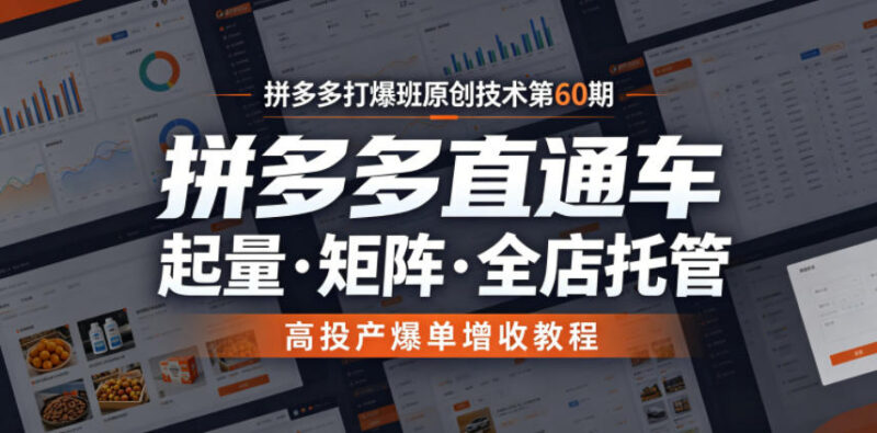 拼多多打爆班第60期 直通车高投产爆单矩阵全店托管实操教程
