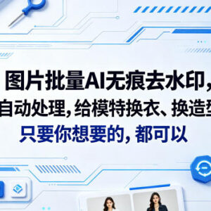 全自动AI批量无痕去水印工具使用教程 支持模特换衣换造型-雨叶虚拟资源网