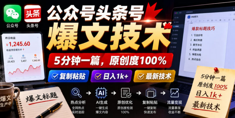 公众号头条号爆文创作实操技巧 低门槛新手可快速上手学习
