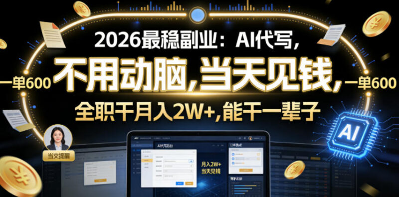 2026年稳定AI代写副业拆解 零基础可上手的长期变现途径