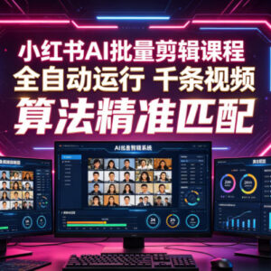 小红书AI批量剪辑课程 全自动千条视频处理适配算法提升运营效率-雨叶虚拟资源网