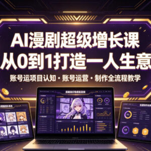 AI漫剧从0到1打造单人可运营项目 认知运营制作全流程教学-雨叶虚拟资源网