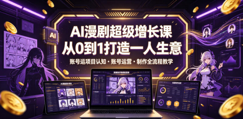 AI漫剧从0到1打造单人可运营项目 认知运营制作全流程教学