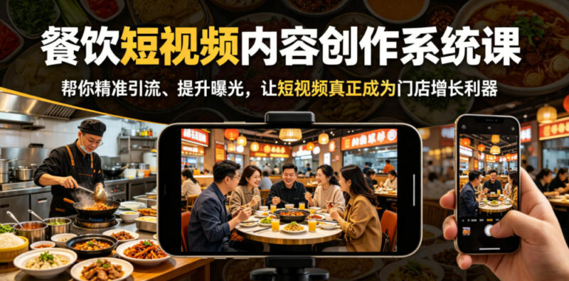 餐饮短视频内容创作系统课 教你精准引流提升曝光实现门店增长