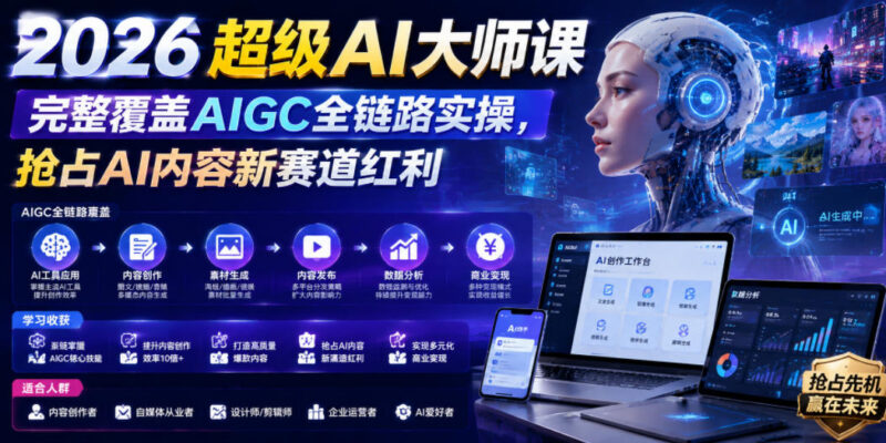 2026超级AI大师课 全链路AIGC实操教程 抢占AI内容赛道红利